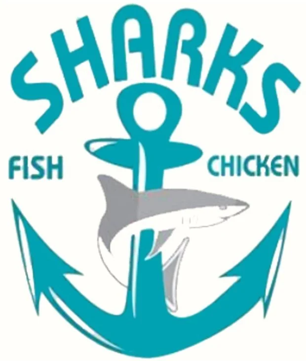 Sharks Fish & Chicken shark and anchor logo
